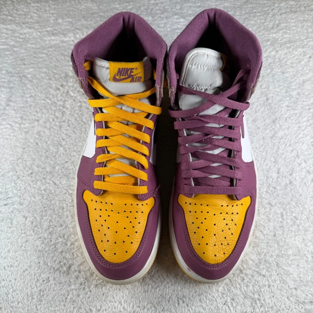 Air Jordan 1 High OG Brotherhood Men's Size 9.5 Yellow Burgundy Shoes Sneakers
